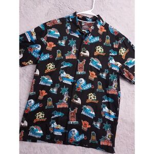 Quiksilver Shirt Mens Medium Hawaiian Graphic Print Comfort Fit Surfer Viscose M